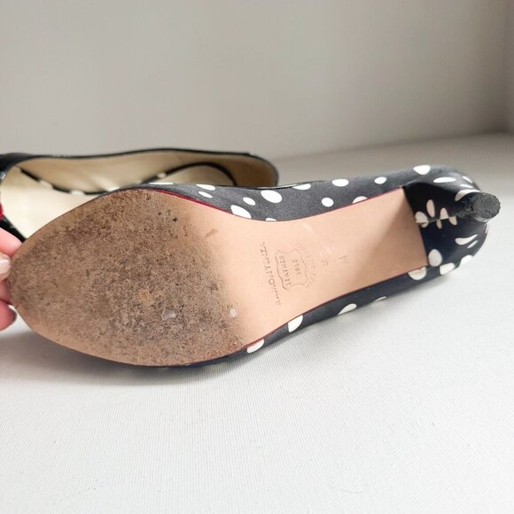Ramon Tanza Black White Polka Dots Heart Detail PIn up Heels 9M - Picture 10 of 11